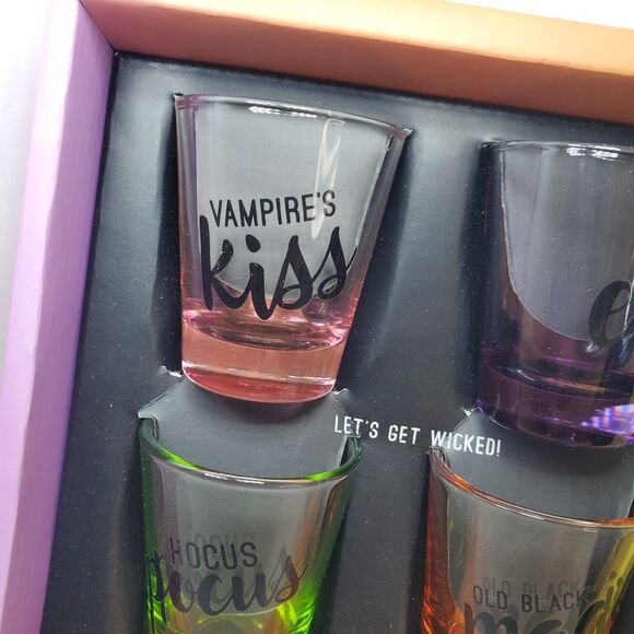 Two's Company Novelty Halloween Shot Glass Set NEW Party Hocus Pocus Vampire - Picture 5 of 7